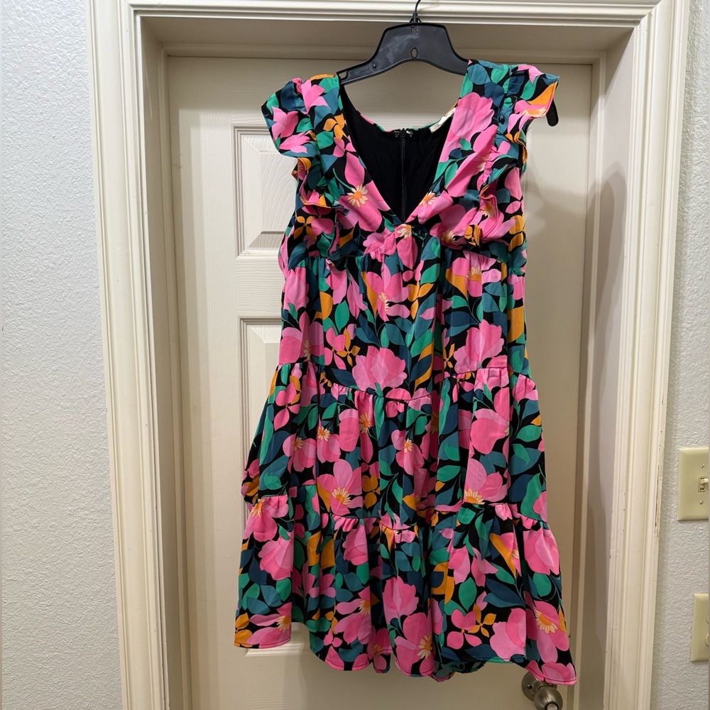 Eesome Pink and Green Floral Dress